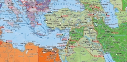настенная Политическая карта мира. Континенты и Части Света с флагами (38)