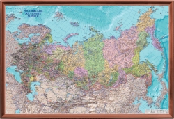 Карта "Железные дороги России" рельефная политико-административная (3D рельеф)