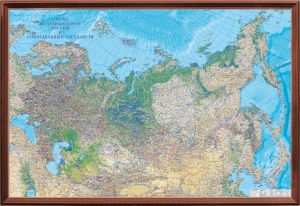 Карта Железные дороги России рельефная общегеографическая (3D рельеф) ― Параллель