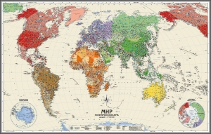 настенная Политическая карта мира. Континенты и Части Света (35) ― Параллель