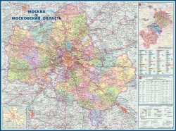 Карта Московская область, административная ламинированная (02)