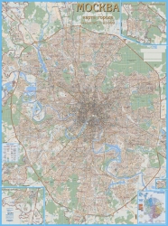 Офисная настенная карта Москвы с каждым домом ламинированная (04)