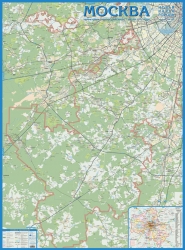 Офисная настенная карта Москвa. Присоединенные территории ламинированная (12)