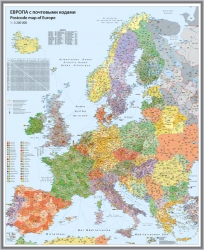 настенная карта Европа с квадратами (с zip-кодами)