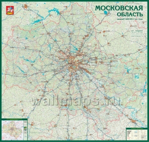 Карта Московская область, административная, автодорожная ламинированная (05) ― Параллель