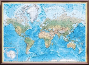 Географическая карта мира рельефная (3D рельеф) ― Параллель