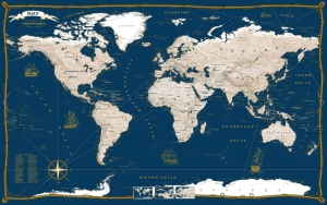 настенная Политическая карта мира в морском стиле (30) ― Параллель