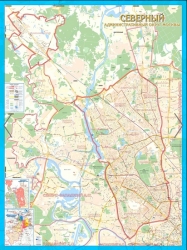 Северный административный округ Москвы с каждым домом. Ламинированная карта