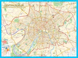 настенная карта Центральный административный округ Москвы с каждым домом