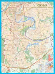 Южный административный округ Москвы с каждым домом. Ламинированная карта