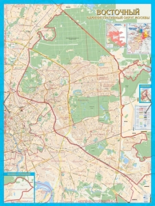 настенная карта Восточный административный округ Москвы с каждым домом ― Параллель