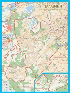 настенная карта Западный административный округ Москвы с каждым домом ― Параллель