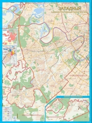 настенная карта Западный административный округ Москвы с каждым домом