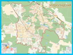 Зеленоградский административный округ Москвы с каждым домом. Ламинированная карта