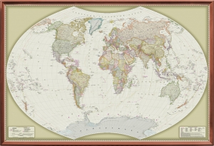 Карта мира рельефная политическая АНТИК (3D рельеф) ― Параллель
