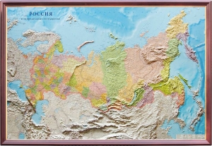 Рельефная политико-административная карта "Россия и сопредельные государства" (3D рельеф) деревянный багет ― Параллель
