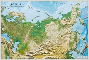 Рельефная общегеографическая карта Россия и сопредельные государства (3D рельеф) металлический багет ― Параллель