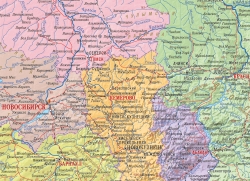 Рельефная политико-административная карта "Россия и сопредельные государства" (3D рельеф) деревянный багет