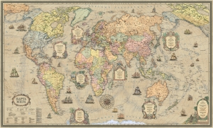 настенная Политическая карта мира ретро стиль (28) ― Параллель