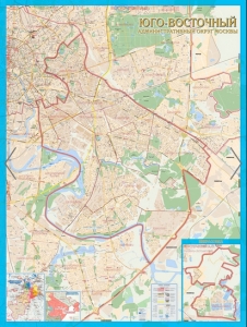 настенная карта Юго-Восточный административный округ Москвы с каждым домом ― Параллель